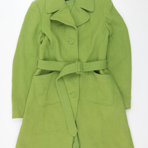 Guess Women's Green Wool Overcoat Belted L Size