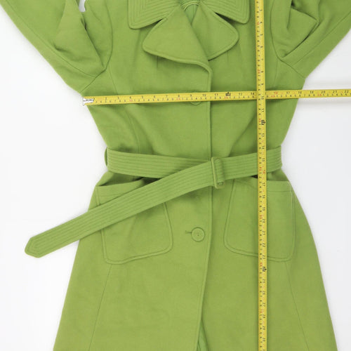 Guess Women's Green Wool Overcoat Belted L Size