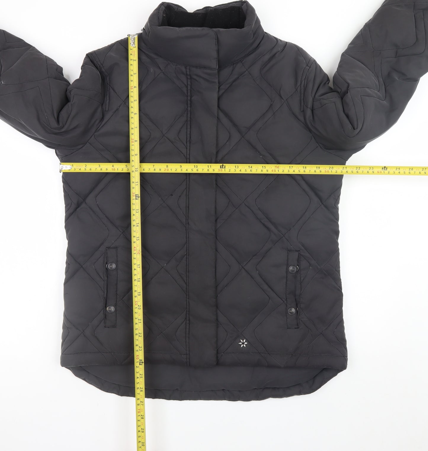 Next Womens Black Quilted Mid-Length Jacket Size 12