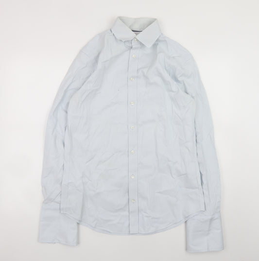 Charles Tyrwhitt Men's Blue Slim Fit Non-Iron Cotton Dress Shirt 15/34