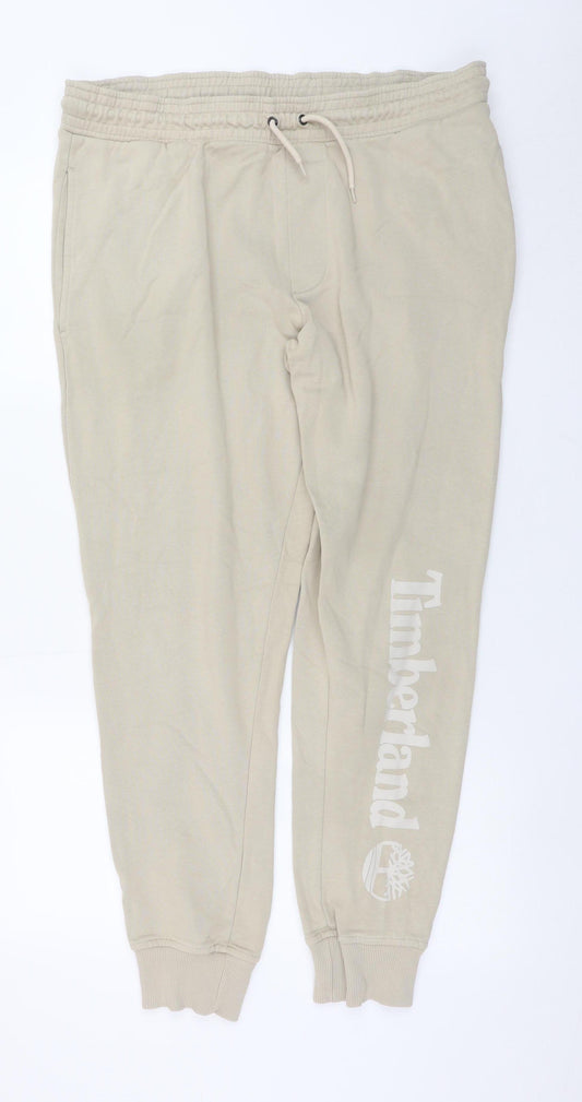 Timberland Men Beige Jogger Trousers L Regular Fit
