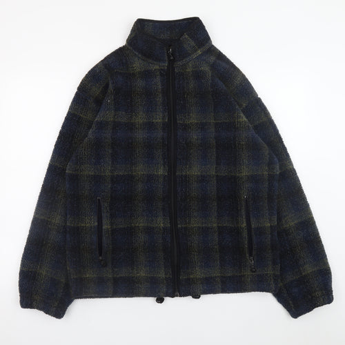 Marks and Spencer Men's Blue Check Fleece Jacket Size S