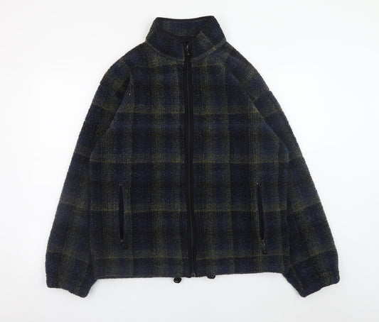 Marks and Spencer Men's Blue Check Fleece Jacket Size S