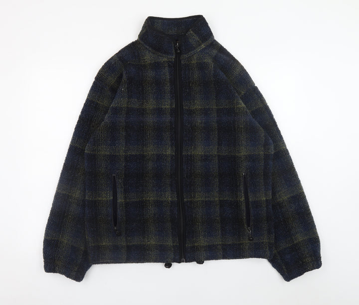 Marks and Spencer Men's Blue Check Fleece Jacket Size S