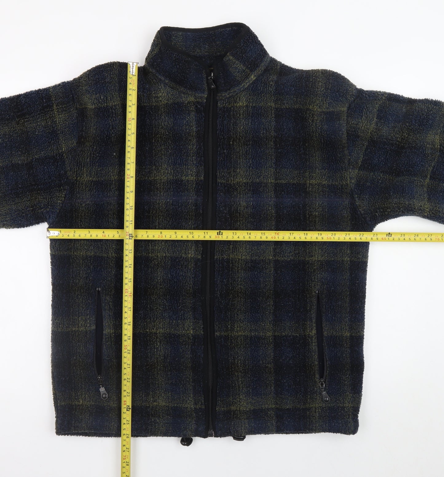 Marks and Spencer Men's Blue Check Fleece Jacket Size S