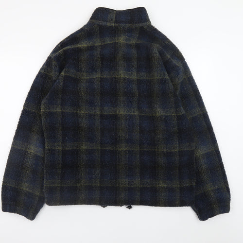 Marks and Spencer Men's Blue Check Fleece Jacket Size S