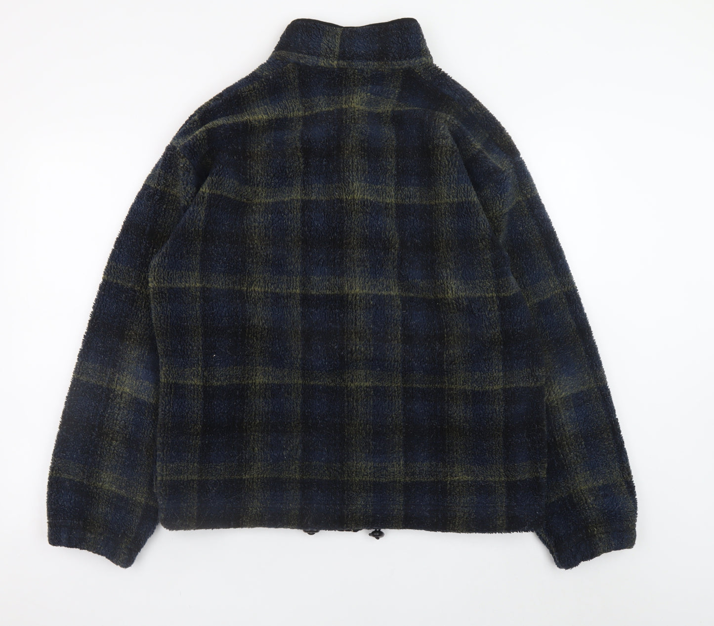 Marks and Spencer Men's Blue Check Fleece Jacket Size S