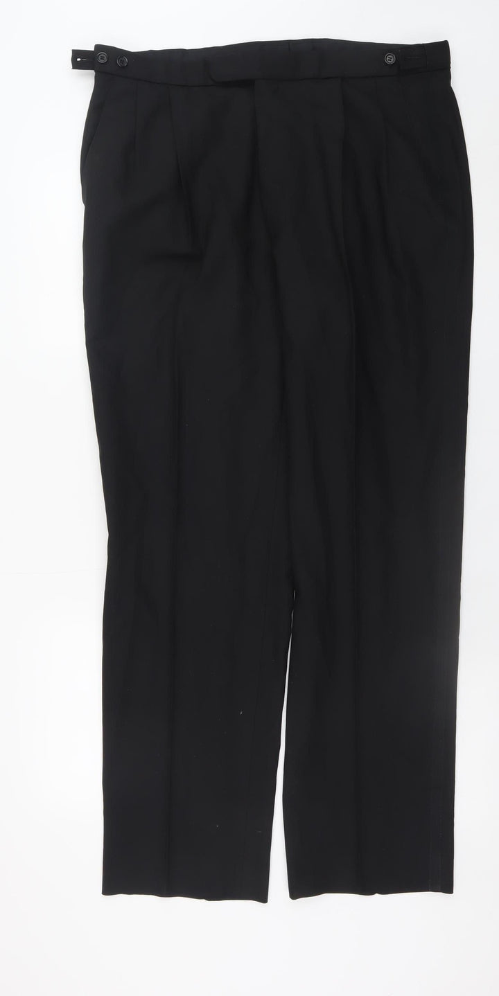 Marks & Spencer Men’s Black Pleated Dress Pants 36W 31L Wool Blend