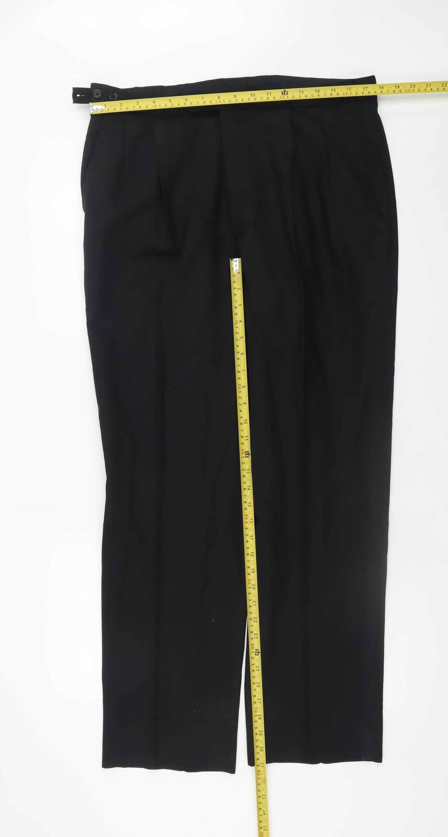 Marks & Spencer Men’s Black Pleated Dress Pants 36W 31L Wool Blend