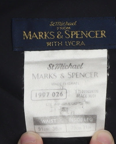 Marks & Spencer Men’s Black Pleated Dress Pants 36W 31L Wool Blend