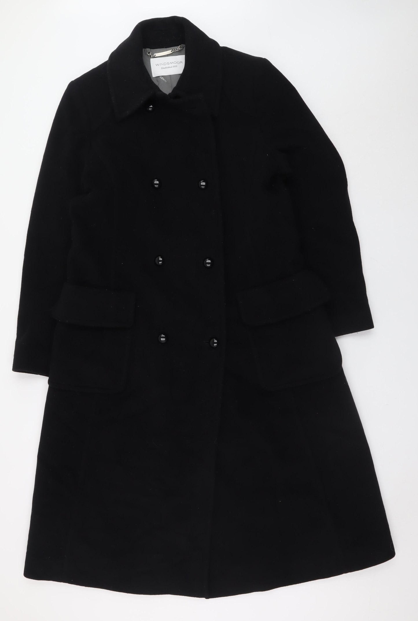 Windsmoor Women's Black Wool Cashmere Long Overcoat Size 10