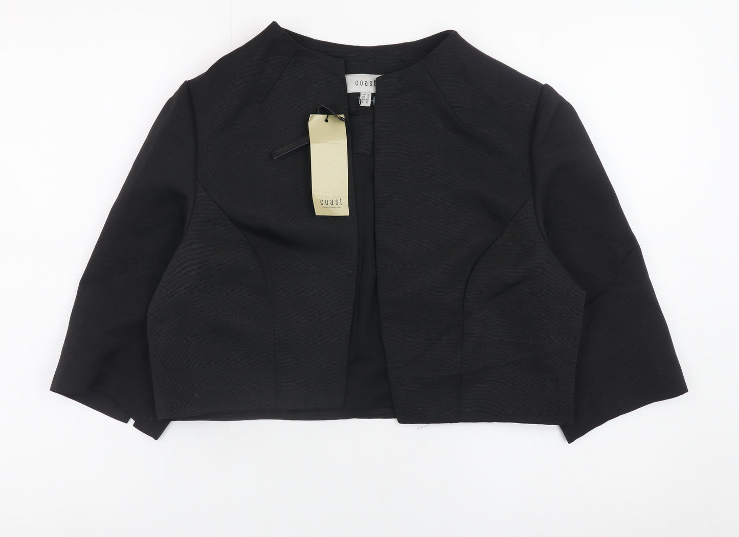 Coast Women Black Formal Cropped Open Jacket UK 16