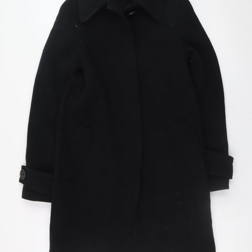 Marks and Spencer Women's Black Wool Blend Mid-Length Overcoat Size 6