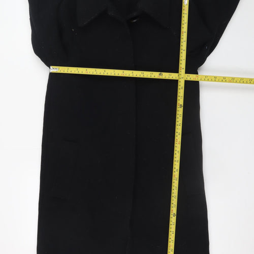 Marks and Spencer Women's Black Wool Blend Mid-Length Overcoat Size 6