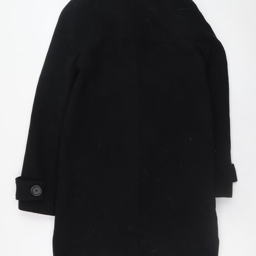 Marks and Spencer Women's Black Wool Blend Mid-Length Overcoat Size 6
