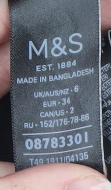 Marks and Spencer Women's Black Wool Blend Mid-Length Overcoat Size 6