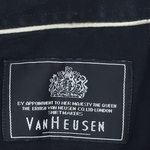 Van Heusen Men's Black 100% Cotton Long Sleeve Button-Up Shirt Size M 15/15.5