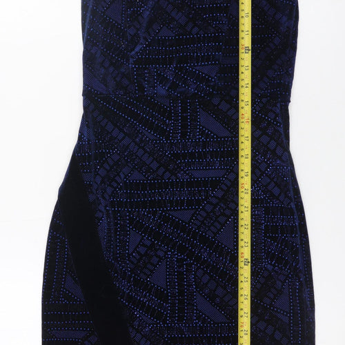 Quiz Women's Blue Velvet Bodycon Halter Party Dress Size 8