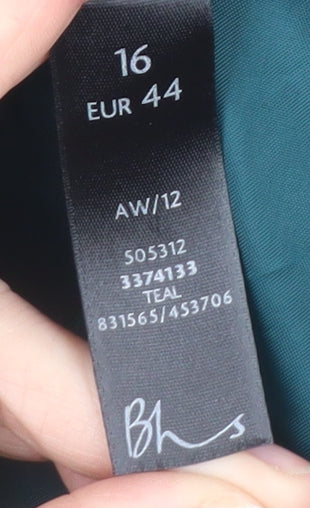 BHS Womens Teal Green Size 16 Lined Button Jacket Classic Style