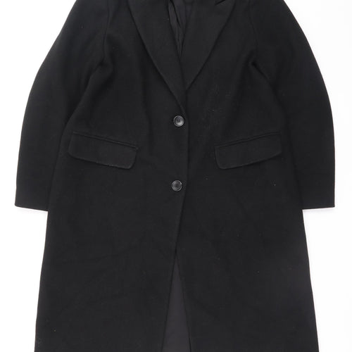 Marks and Spencer Women's Black Long Overcoat Size 16 Classic Style