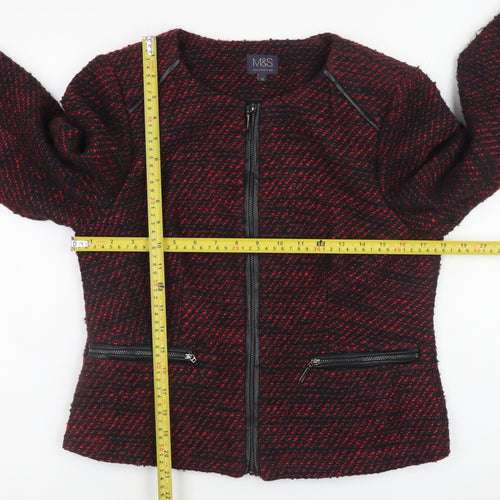 Marks and Spencer Women Red Tweed Zip Jacket Size 12
