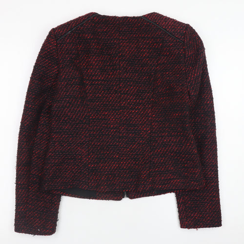 Marks and Spencer Women Red Tweed Zip Jacket Size 12