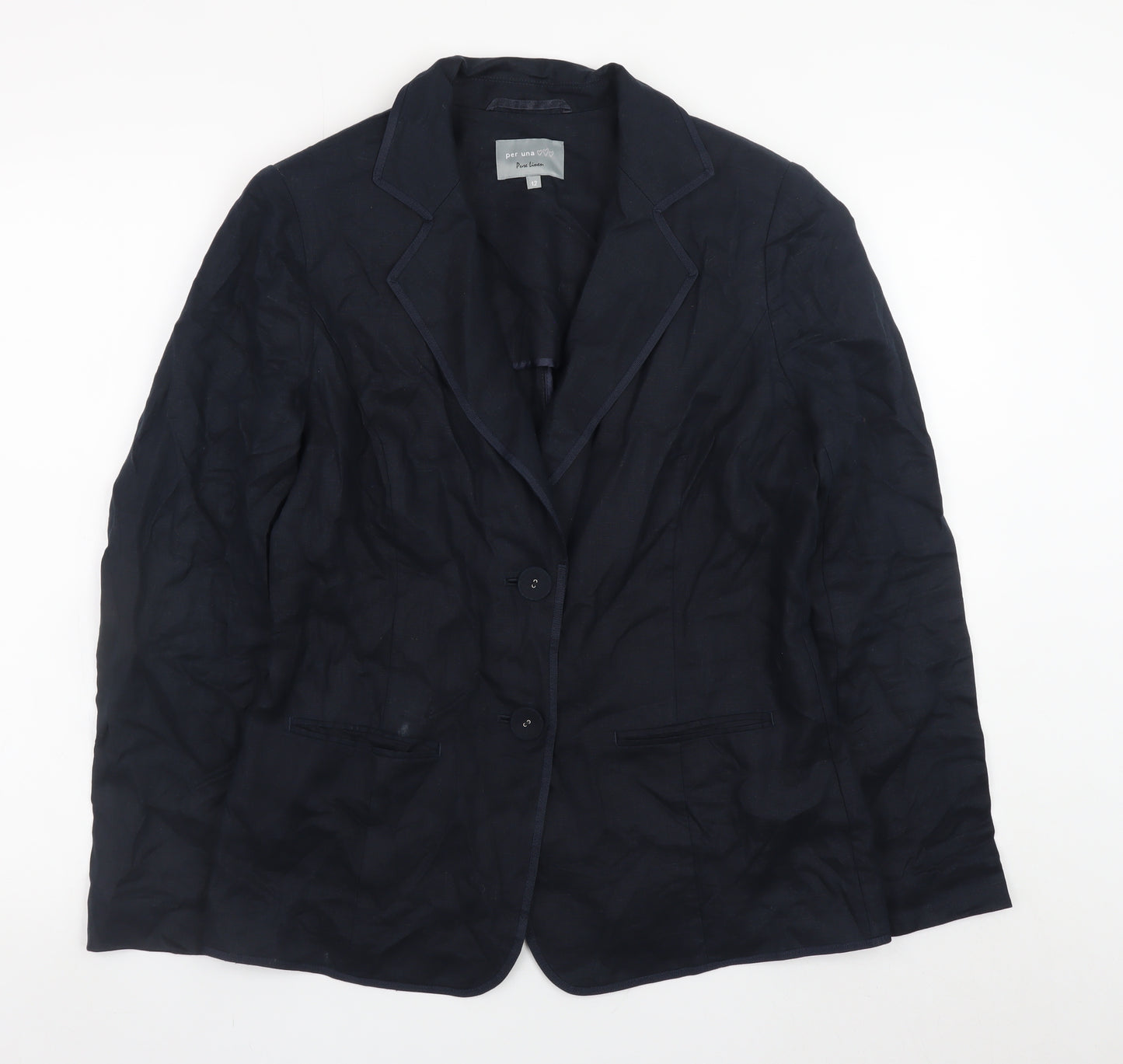 Marks and Spencer Per Una Women's Blue Linen Blazer Size 12