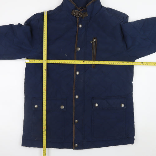Crew Clothing Co. Men's Blue Quilted Mid-Length Jacket L