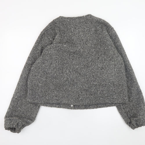 PrettyLittleThing Women Grey Basic Jacket M Lined Button Front