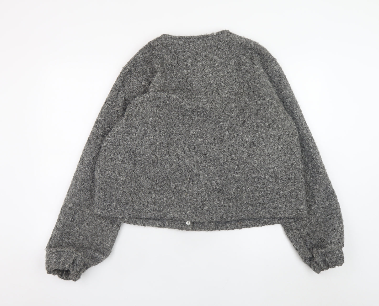 PrettyLittleThing Women Grey Basic Jacket M Lined Button Front