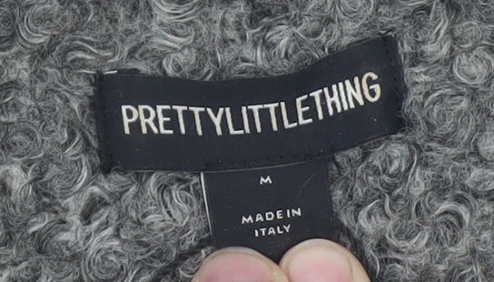 PrettyLittleThing Women Grey Basic Jacket M Lined Button Front