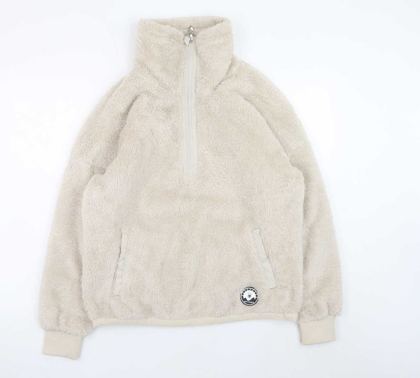 Spyder Womens Beige 1/2 Zip Fleece Pullover Sweatshirt Size M