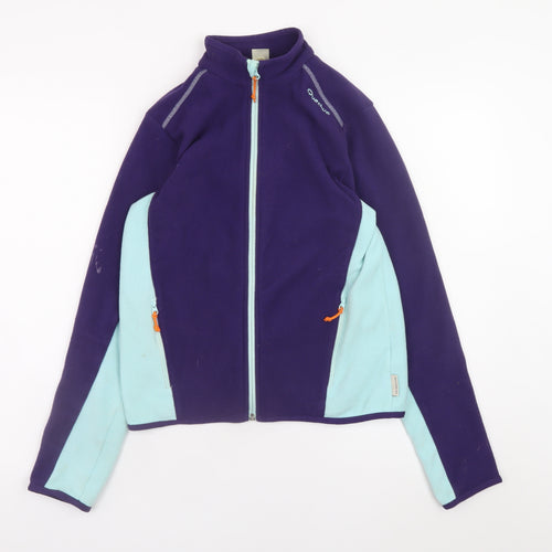 Quechua Teens Purple Blue Fleece Full Zip Jacket Size 14