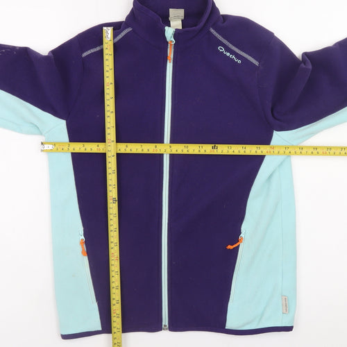 Quechua Teens Purple Blue Fleece Full Zip Jacket Size 14