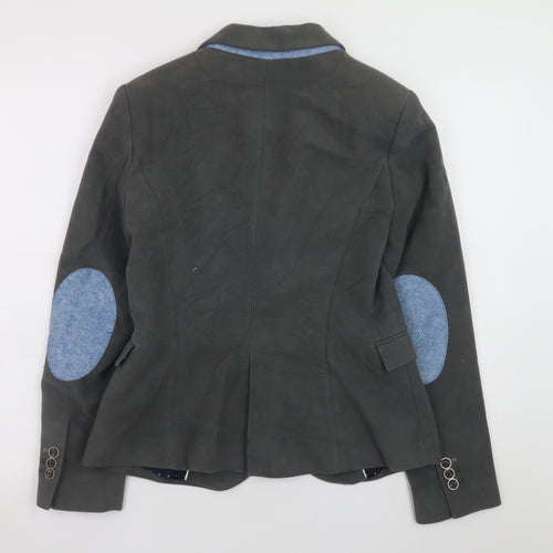 Zara Women Grey Blazer Size 12 Single-Breasted Elbow Patch Jacket