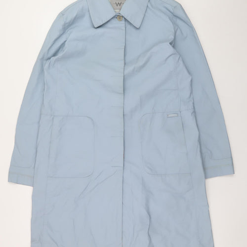 Ted Baker Women Blue Long Trench Coat Size 14 Cotton Blend