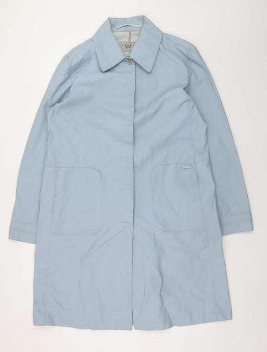 Ted Baker Women Blue Long Trench Coat Size 14 Cotton Blend