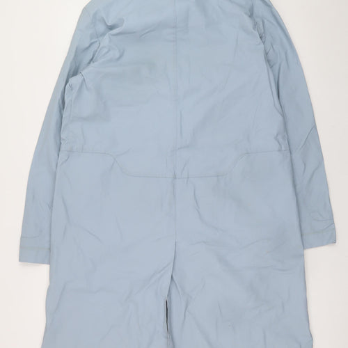 Ted Baker Women Blue Long Trench Coat Size 14 Cotton Blend
