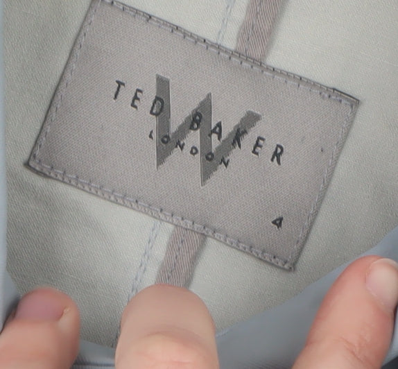 Ted Baker Women Blue Long Trench Coat Size 14 Cotton Blend