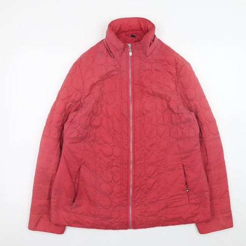 Four Seasons Women's Red Quilted Jacket L Lightweight Mid-Length