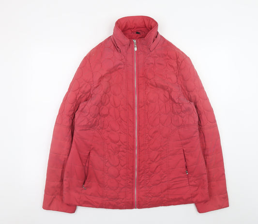 Four Seasons Women's Red Quilted Jacket L Lightweight Mid-Length