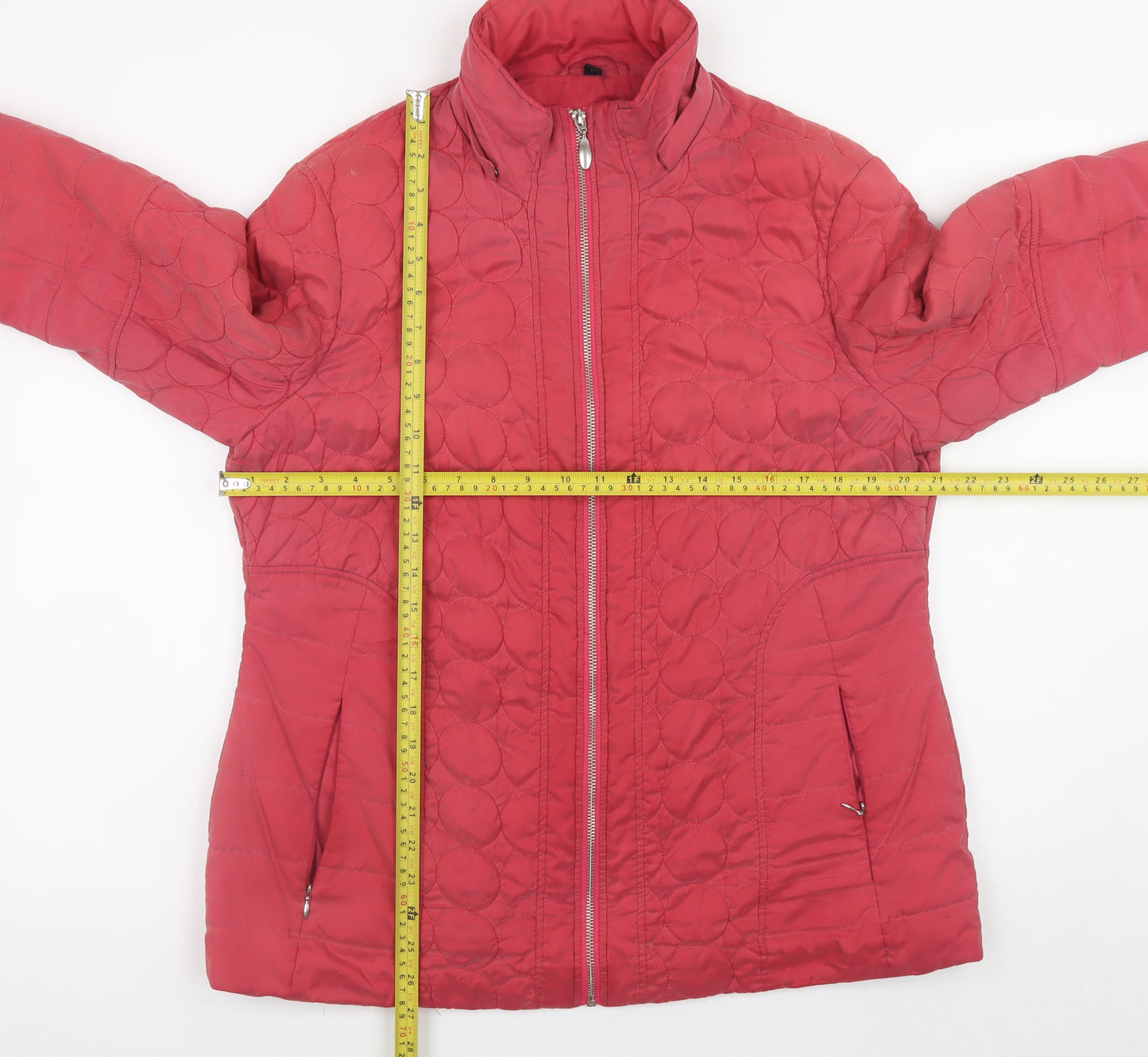 Four Seasons Women's Red Quilted Jacket L Lightweight Mid-Length