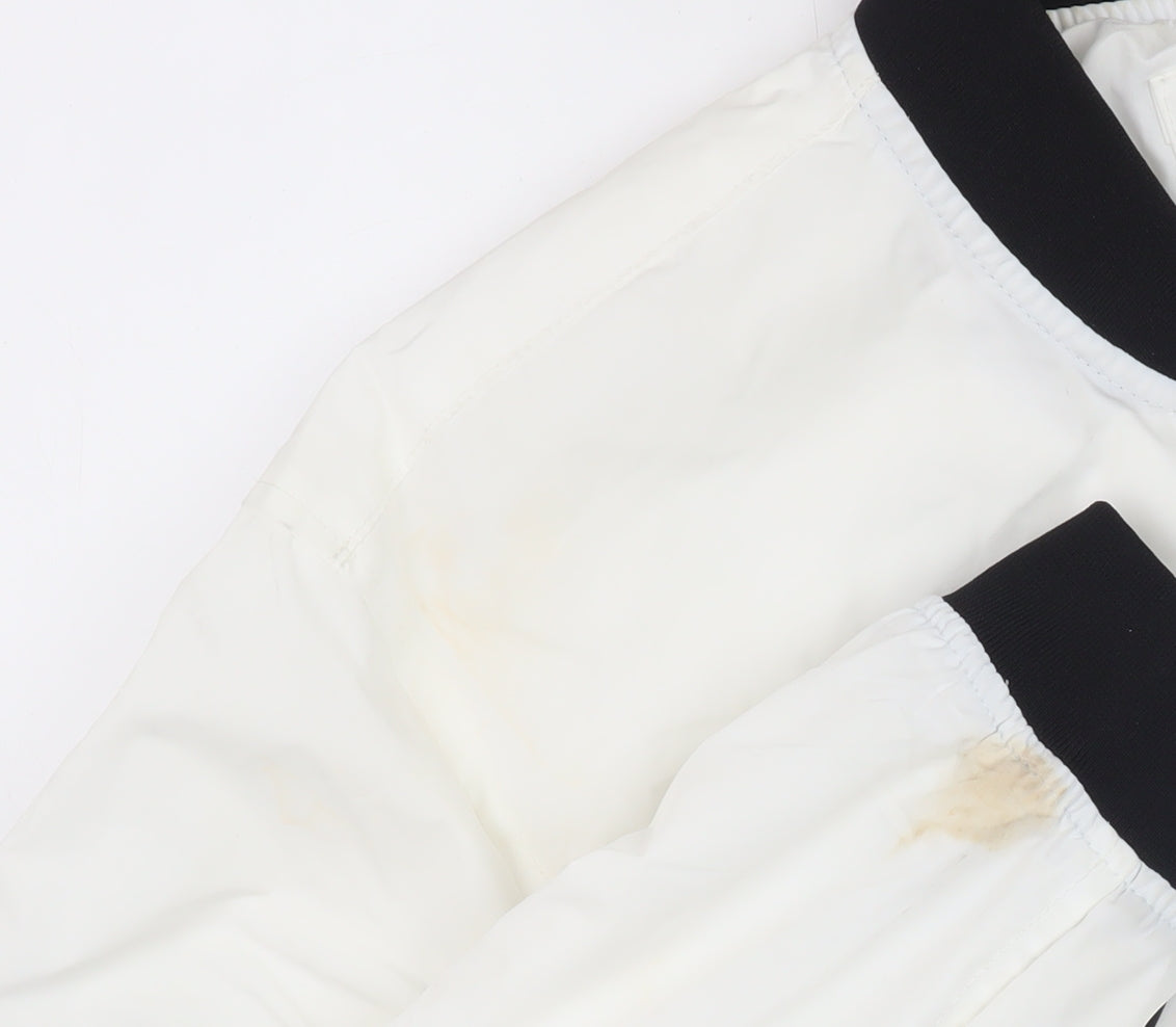 Pull & Bear Men's White NASA Bomber Jacket Size L Space Logo Zip