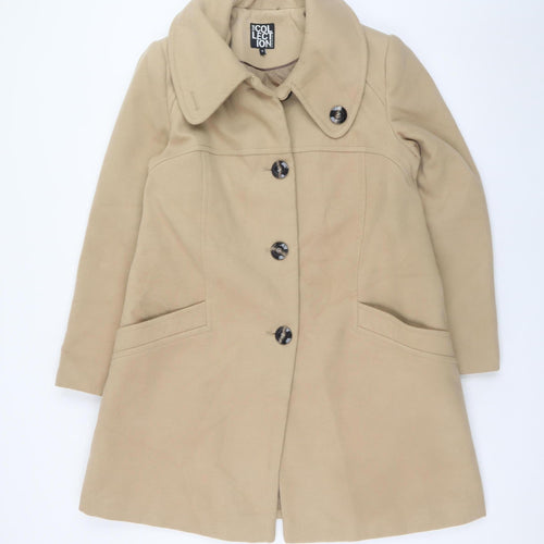 Debenhams Women’s Beige Mid-Length Overcoat Size 16 Lined Classic Style