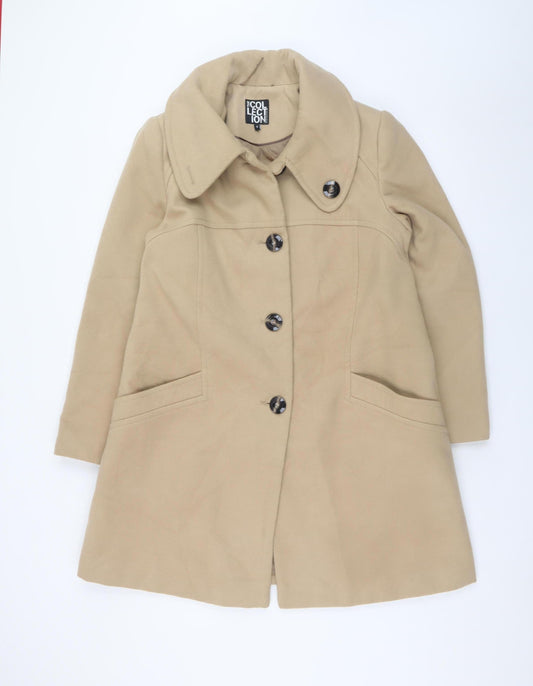 Debenhams Women’s Beige Mid-Length Overcoat Size 16 Lined Classic Style
