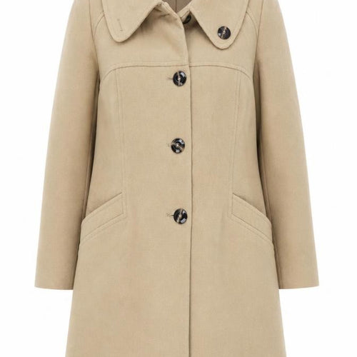 Debenhams Women’s Beige Mid-Length Overcoat Size 16 Lined Classic Style