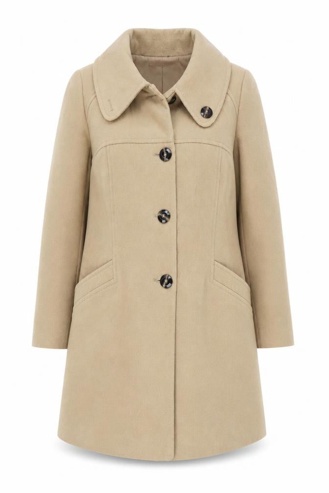 Debenhams Women’s Beige Mid-Length Overcoat Size 16 Lined Classic Style