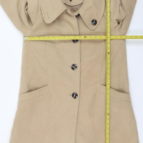 Debenhams Women’s Beige Mid-Length Overcoat Size 16 Lined Classic Style