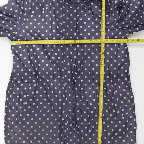 Cotton Traders Women's Blue Polka Dot Hooded Rain Coat Size 16