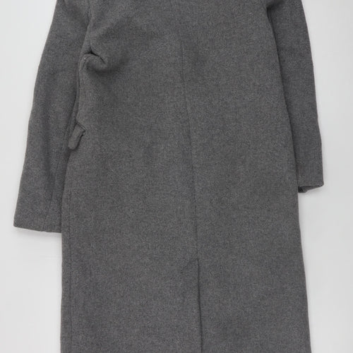 Bershka Women Grey Wool Blend Long Overcoat Size 6 Excellent